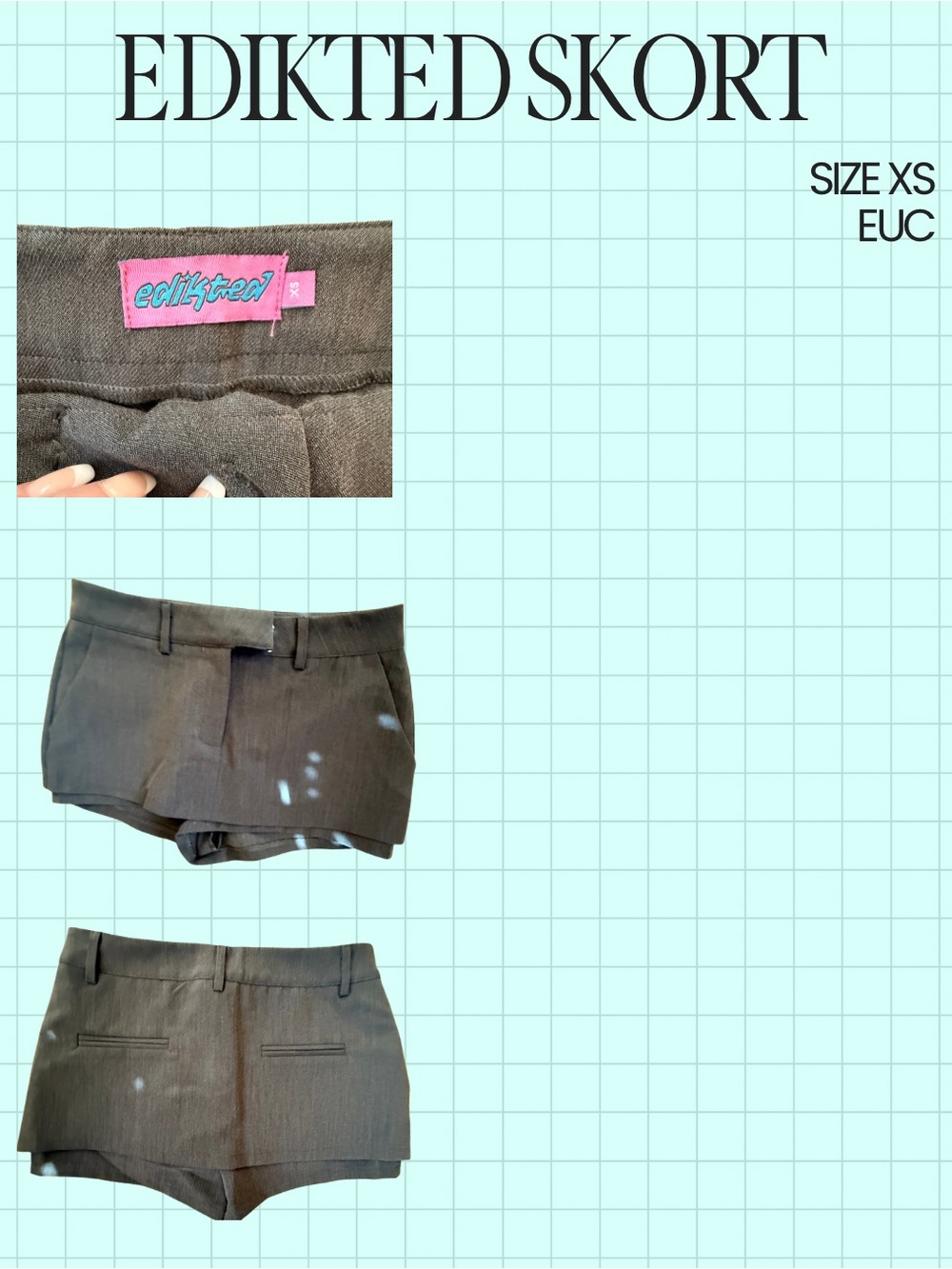 Edikted Women's Gray Tailored Skort - Charcoal Gray